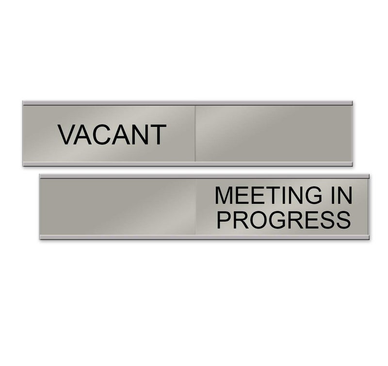 NapTags Vacant/Meeting In Progress Slider Sign, 10" x 2" (Silver) - Image 1